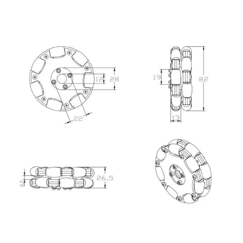 15kg 하중, 80mm 전방향 휠, 금속 풀라이 휠, - Omni Wheel 리뷰 및 가격